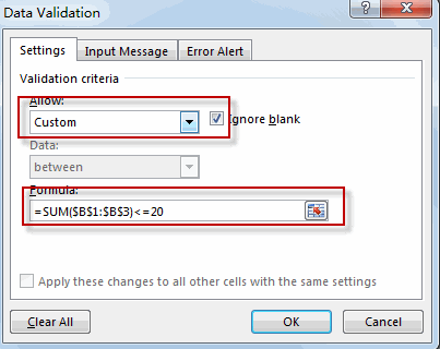 data validation to limit cell2