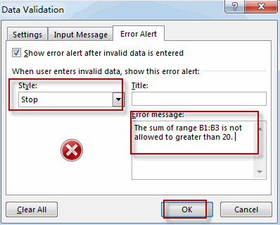 data validation to limit cell3