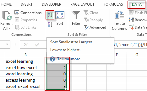 sort cells by specific words2