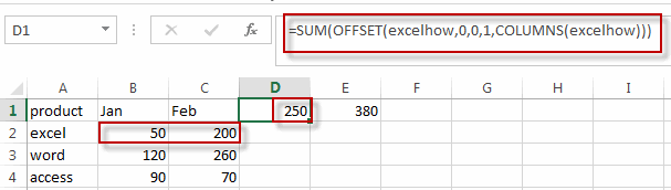 sum specific row in named range2
