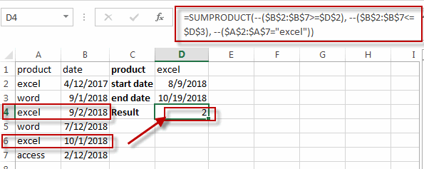 Count Cells Between Two Dates With Multiple Criteria Free Excel Tutorial