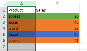 filter and select cell by color1