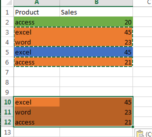 filter and select cell by color10