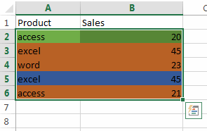 filter and select cell by color5