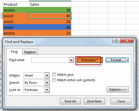 filter and select cell by color8