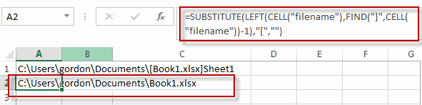 insert filepath filename in cell2