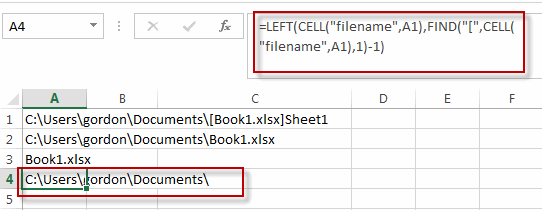 insert filepath filename in cell4