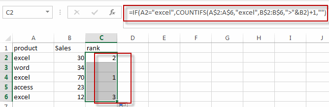 Rank values in a column based a specific value in another column