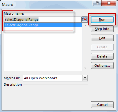 selecting diagonal range4