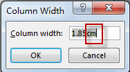 set cell size in cm5