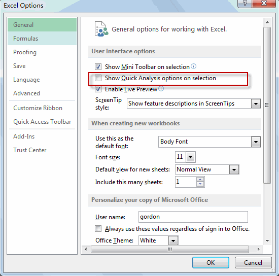 access quick analysis tool in excel