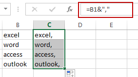 add comma at end of cells1