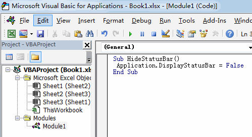 hide status bar vba1