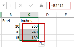 convert feet to inches1