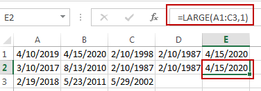 Find the Earliest and Latest Date in a Range of Dates in Excel