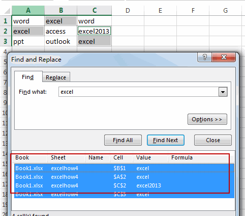 select cells that contain specific text4