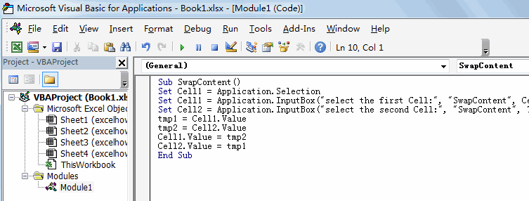 swap contentof two cells5