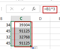 calculate expontial value for cells1