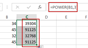 calculate expontial value for cells2