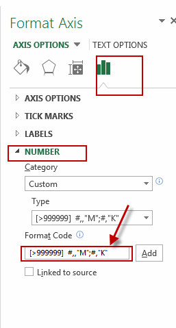 display axis label in K or M3