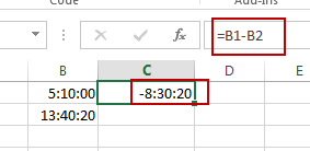 display negative time4