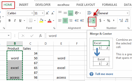 how to filtering merged cells2