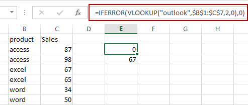 vlookup returns zero intead na1