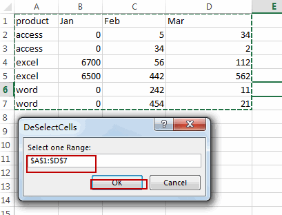 deselect cells from selected range3