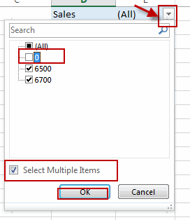 hide zero values in pivottable3