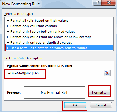 highlight highest value in row3