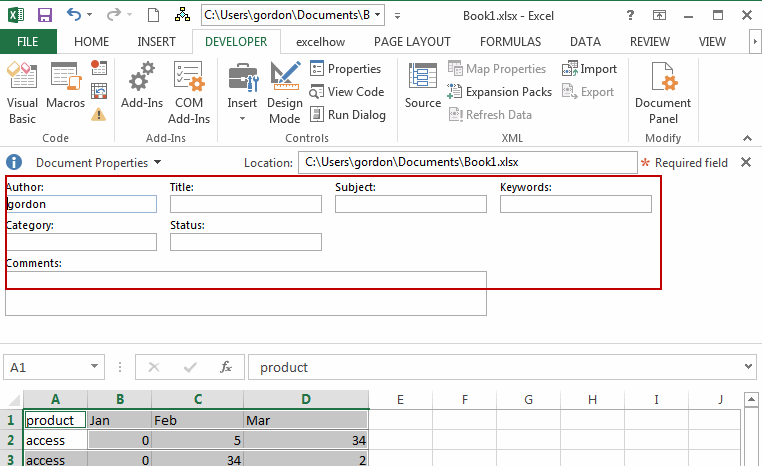 view and change document properties3