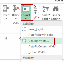 change column widht row height5