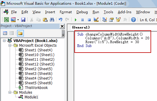 change column widht row height8