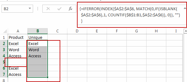 extract unique value from a range1