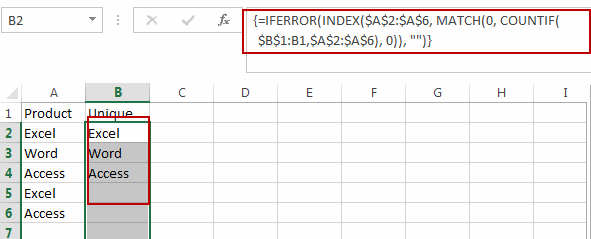 extract unique value from a range2