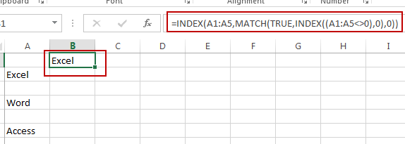 find first non-blank cell value1