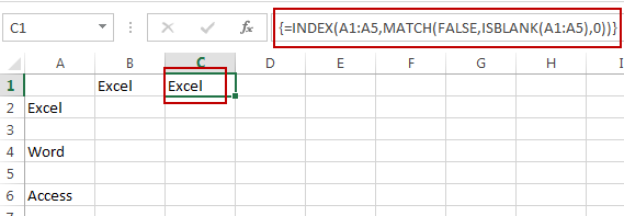 find first non-blank cell value2
