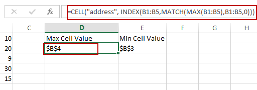 get cell address of max value1