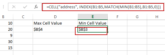 get cell address of max value2