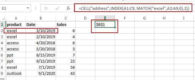 How to Return Cell Address Instead of Value in Excel