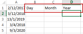 split date into day month year1