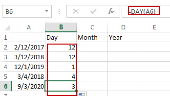 split date into day month year2