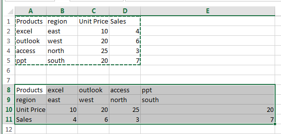 transpose rows and columns11