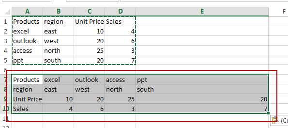 transpose rows and columns3