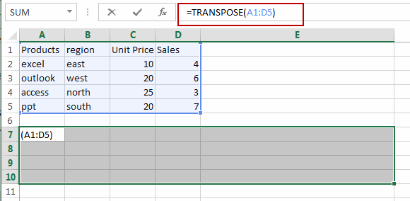 transpose rows and columns5
