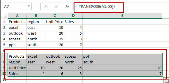 transpose rows and columns6