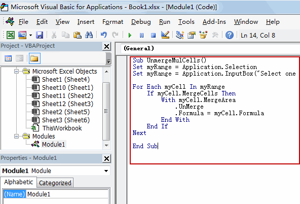 unmerge cells fill values8