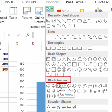 How To Add Arrows In Excel Chart
