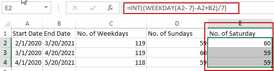 How to Calculate Number of Weekends between Two Dates in Excel