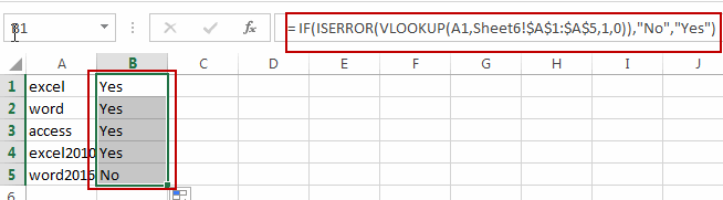 compare two list using vlookup2